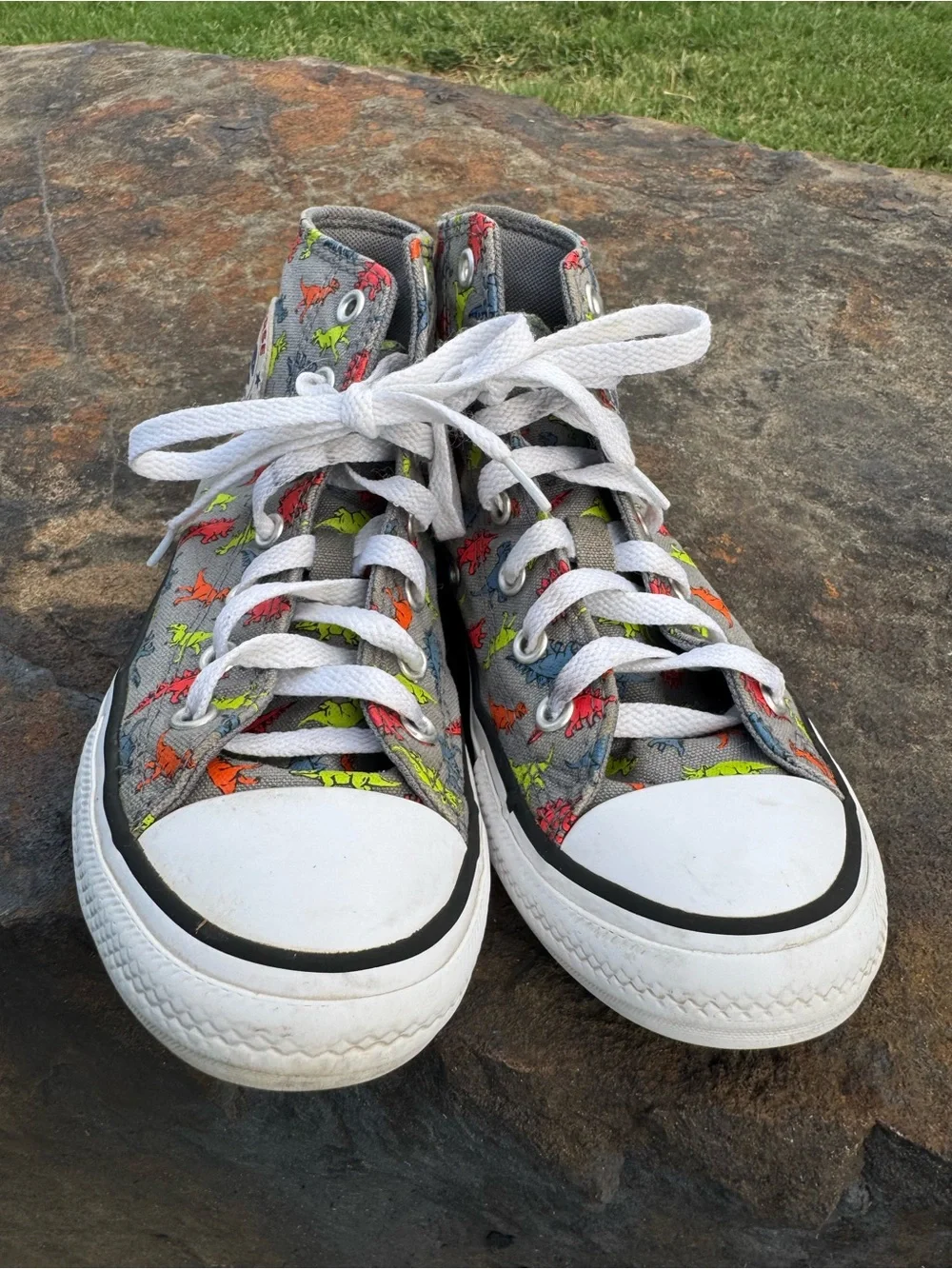 Converse Chuck Taylor Dinosaur All Star Dinoverse Hi-Top Gray Neon Kids US 2